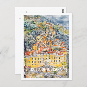 Carte Postale Collodi Toscana Italie Voyage Aquarelle Sketch