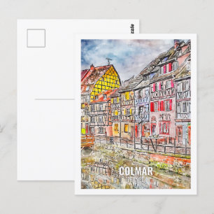 Carte Postale Colmar France Travel Place Aquarelle