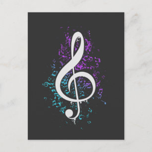 Carte Postale Coloful Treble Clef Notes musicales Art