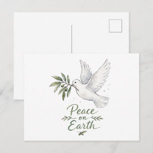 Carte Postale Colombe aquarelle Paix sur Terre