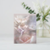 Carte Postale colombe/croix/rose (Debout devant)