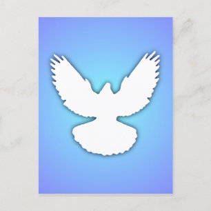 Carte Postale Colombe de la paix Blanche avec ombre bleu Ciel Si