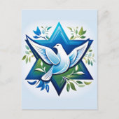 Carte Postale Colombe de la paix et Étoile de David (Devant)