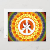 Carte Postale colombe de la paix psychédélique (Devant / Derrière)