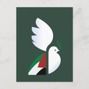 Carte Postale colombe de paix avec le drapeau palestinien