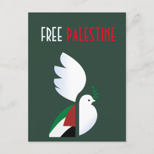 Carte Postale colombe de paix avec le drapeau palestinien