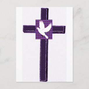 Carte Postale Colombe pourpre de croix et de blanc