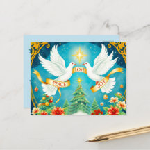 Colombes de Noël, Sapin de Noël, Amour,Paix, Joie