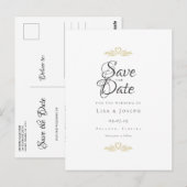 Carte Postale Colombes dorées et cœurs élégants Script Annonce d (Devant / Derrière)