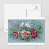 Carte Postale Colombes et Anniversaire de poignée de main (Devant / Derrière)