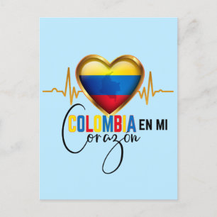 Carte Postale Colombia en mi Corazon Colombian Pride