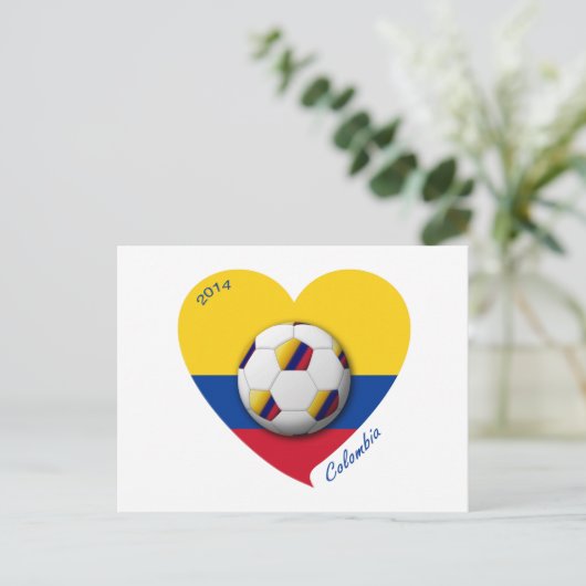 Carte Postale Colombie Fútbol Nacional 2014 Balón y Corazón (Debout devant)