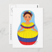 Carte postale colombienne Matryoshka (Devant / Derrière)