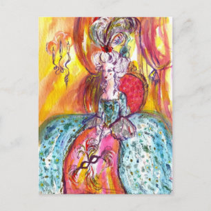 CARTE POSTALE COLOMBINA LADY AVEC MASQUE VÉNITIENNE MASQUÉRADE