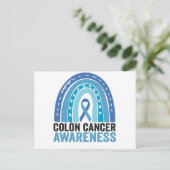 Carte Postale Colon Cancer Awareness Blue Rainbow Cadeau (Debout devant)
