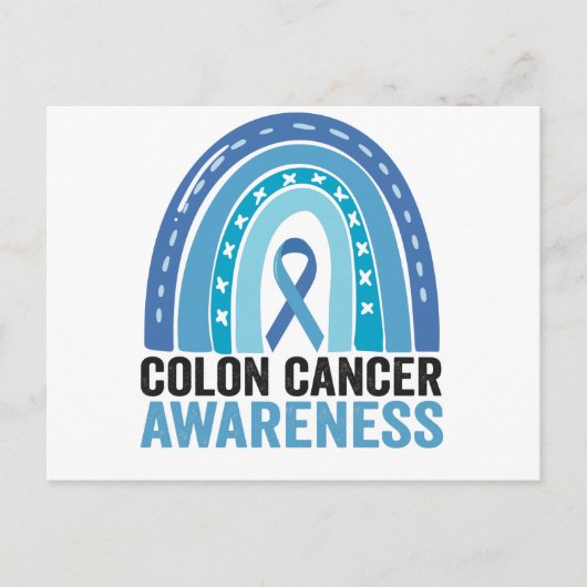 Carte Postale Colon Cancer Awareness Blue Rainbow Cadeau (Devant)