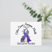 Carte Postale Colon Cancer Awareness Mois Flower Ribbon 2 (Debout devant)
