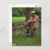 Carte postale coloniale de travail du bois (Devant / Derrière)