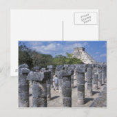 Carte Postale Colonnes de pierre anciennes à Chichen Itza. Centr (Devant / Derrière)