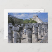 Carte Postale Colonnes de pierre antique à Chichen Itza. Centre (Devant / Derrière)