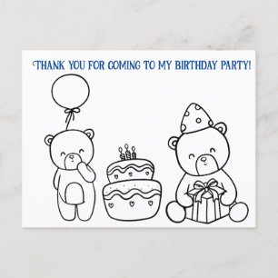 Carte Postale Color your own birthday thank you, for kids