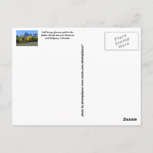 Carte postale Colorado (Dos)