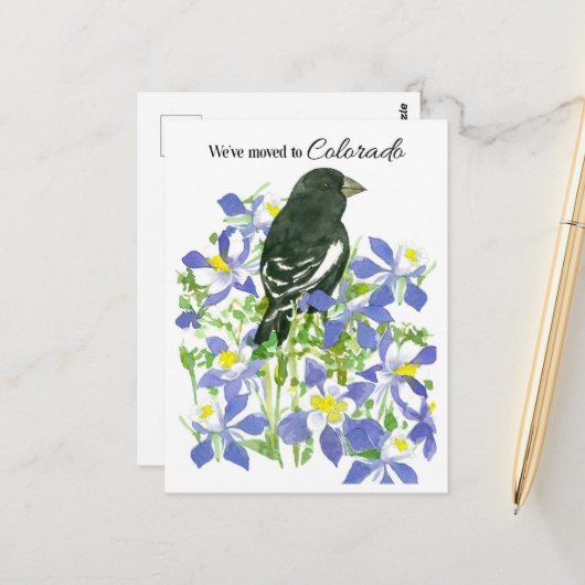 Carte Postale Colorado Bunting Columbine Moving Faire-part (Devant/Arrière en situation)