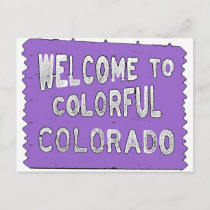 Carte Postale Colorado coloré signe de bienvenue violet