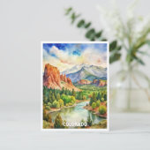 Carte Postale Colorado Mountains aquarelle peinture (Debout devant)
