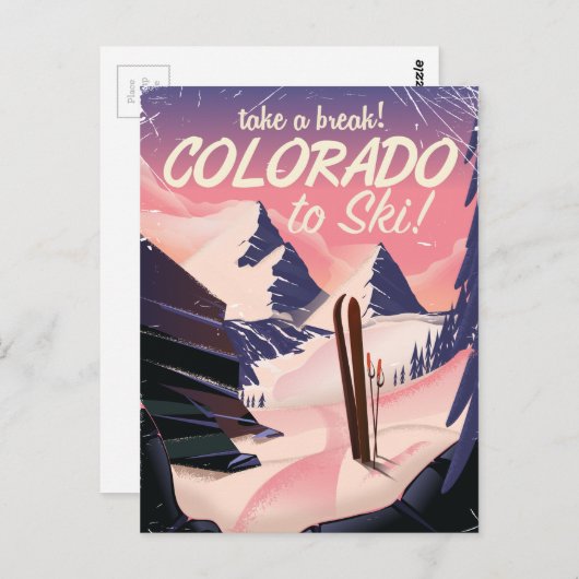 Carte Postale Colorado poster de voyage rétro (Devant / Derrière)