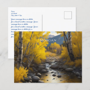 Carte Postale Colorado Stream & Aspen Trees Art, Nom, Message