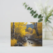 Carte Postale Colorado Stream & Aspen Trees Art, Nom, Message (Debout devant)