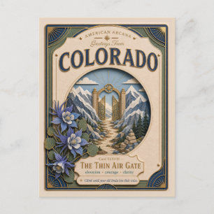 Carte Postale Colorado Vintage Paper Cut American Arcana