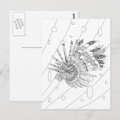 Carte postale Coloration Adulte Lionfish (Devant / Derrière)