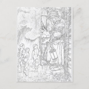 Carte Postale Coloration de dessin au crayon de la maison   Cart