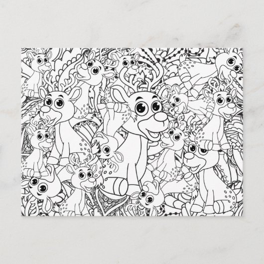 Carte Postale Coloration de rennes de Noël Mandala Abstrait (Devant)