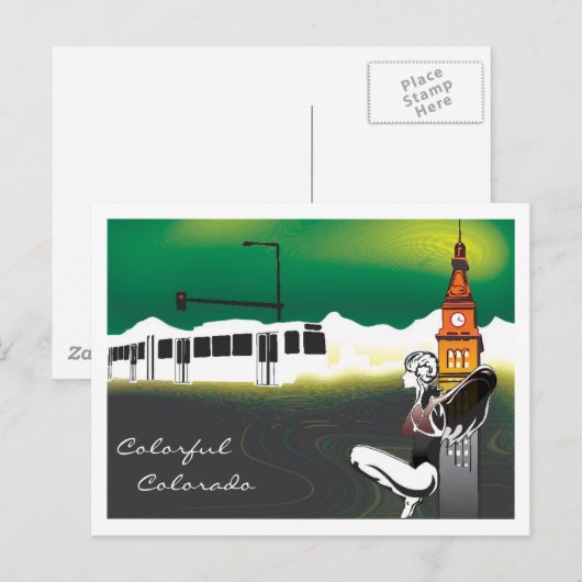 Carte Postale coloré. (Devant / Derrière)