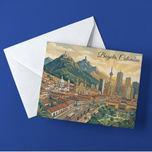 Carte Postale Coloré Bogota Colombie Voyage Art Vintage