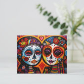 Carte Postale 💀 coloré Día de Muertos (Debout devant)