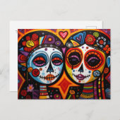 Carte Postale 💀 coloré Día de Muertos (Devant / Derrière)
