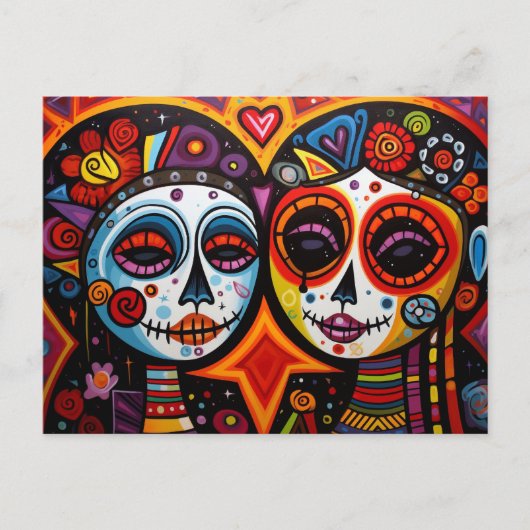 Carte Postale 💀 coloré Día de Muertos (Devant)