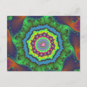 Carte Postale Coloré Fractal vert, orange et bleu