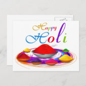 Carte Postale Coloré Happy Poudres Holi Paint Swirl (Devant / Derrière)
