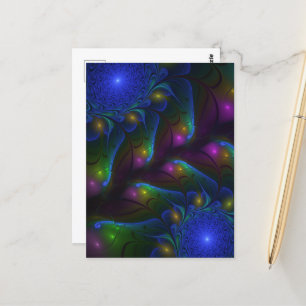 Carte Postale Coloré Lumineux Abstrait moderne Trippy Fractal