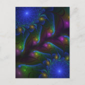 Carte Postale Coloré Lumineux Abstrait moderne Trippy Fractal (Devant)