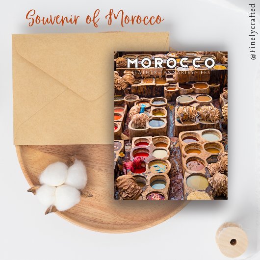 Carte Postale Coloré Marocain Fes Médina Tanneries en cuir