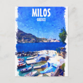 Carte Postale Coloré Milos Grèce Travel Art (Devant)