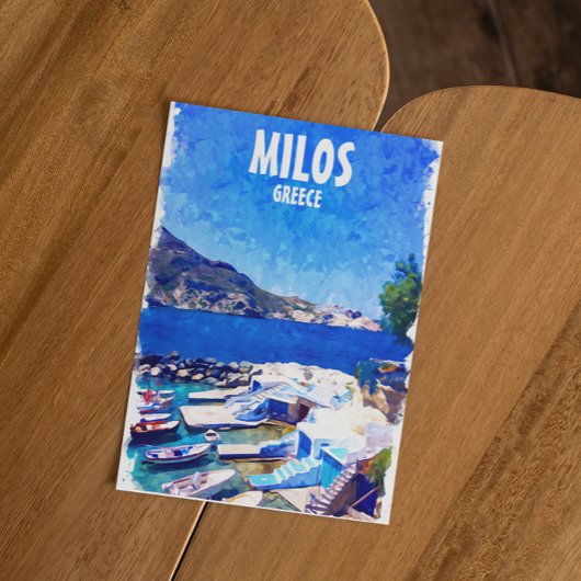 Carte Postale Coloré Milos Grèce Travel Art
