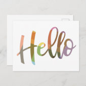 Carte Postale Coloré moderne lettre main Bonjour (Devant / Derrière)