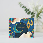 Carte Postale Coloré Ramadan Kareem Gold Crescent (Debout devant)